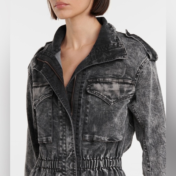 NWT Norma Kamali's Gray Turtle Acid Bleach Denim Jumpsuit Wms Sz XS - Picture 3 of 6